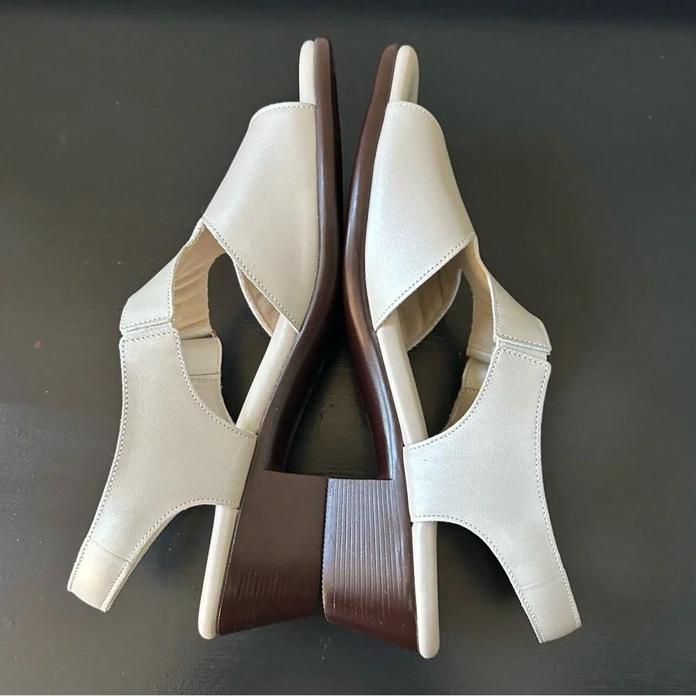 NWOB SAS Women's Suntimer Pearl Bone Heeled Strap Sandal, Size 8M